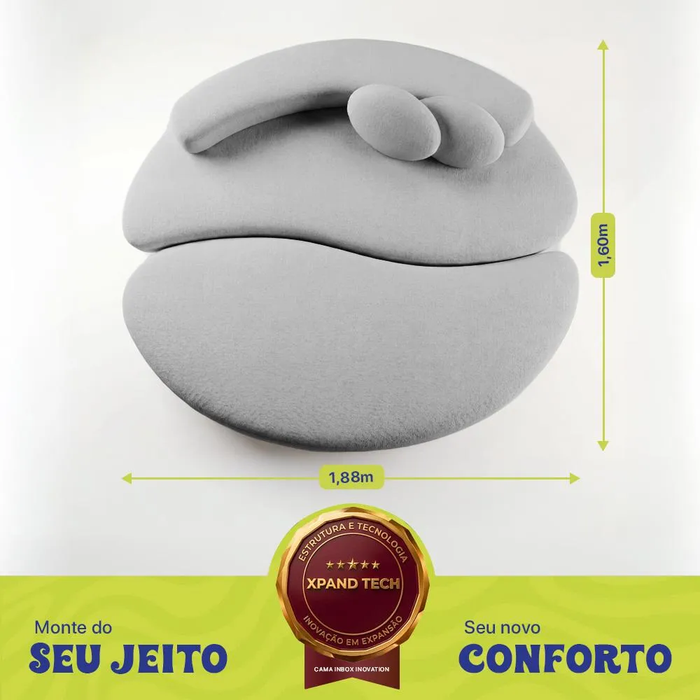 Sofá Cama Cosi. 1,88m Xpand Tech Tecido Bouclê Cama Inbox