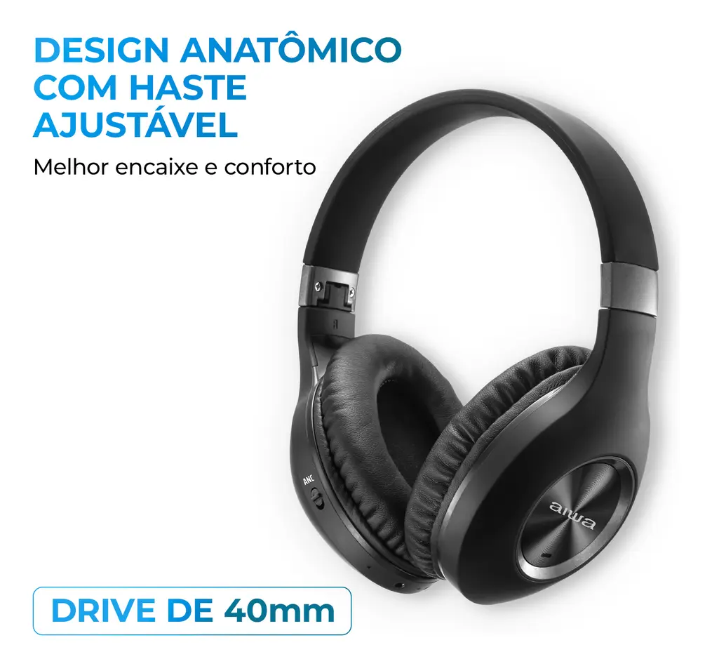 Fone de Ouvido Headphone AIWA Bluetooth ANC Alta Definição